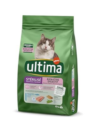 Ultima Bienestar Digestivo - Pienso para Gatos Esterilizados con Digestión Sensible con Trucha - 10kg