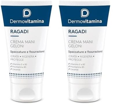 Dermovitamina Ragadi Geloni Crema Mani e Piedi - Crema Mani Riparatrice e Piedi Secchi Screpolati - Tratta Fissurazioni e Geloni con Pantenolo e Vitamina E - Assorbimento Veloce - 75 ml