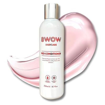 BWOW Ravish Red Hair Conditioner Vegan Pro-Active Colour Recharge & Restore Vibrancy Enhancer for All Red Tones with Pro Vitamin B5 Lightweight Cherry Scent SLS-Free Unisex Coloured Hair Care 250ml