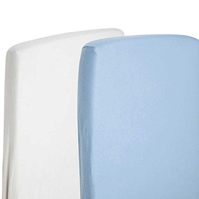 2 x hoeslaken compatibel met snuzpod nachtkastje kinderbed 100% katoen – wit/blue-by for-Your-Little –