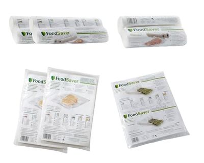 FoodSaver Mega Kit 4 Rotoli 28 x 550 cm (2 x 2) + 96 Sacchetti 20.3 x 29.2 cm (2x48) + 2 Rotoli 20 x 670 cm + 32 Sacchetti XL 28.4 x 36 cm, Termosigillabili, Senza BPA, Compatibili Macchine Sottovuoto