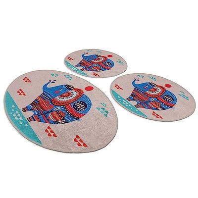 Setmat Set (3 piezas) crema con elefante colores