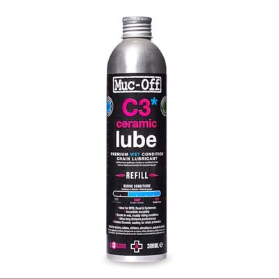 Muc-Off Lubrifiant Chaîne de Vélo C3 pour Conditions Humides et Difficiles - 300 ml - Lubrifiant Céramique de Qualité Supérieure avec Colorant Traceur UV