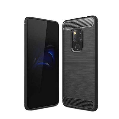 PaceBid Huawei Mate 20 Cover Carbon Fiber Slim Thin Hybrid Defender Scratch Resistant Anti Shock Skyddsfodral för Huawei Mate 20 - Svart