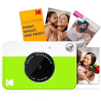 Kodak Printomatic - Cámara de impresión instantánea, imprime en Papel Zink 5 x 7.6 cm con respaldo adhesivo, verde neón