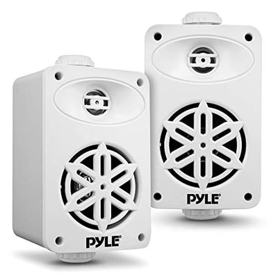 Pyle Indoor Outdoor Speakers Pair - 200 Watt Dual Waterproof 3.5” 2-Way Full Range Speaker System w/ 1/2” High Compliance Polymer Tweeter - In-Home, Boat, Marine, Deck, Patio, Poolside (White)