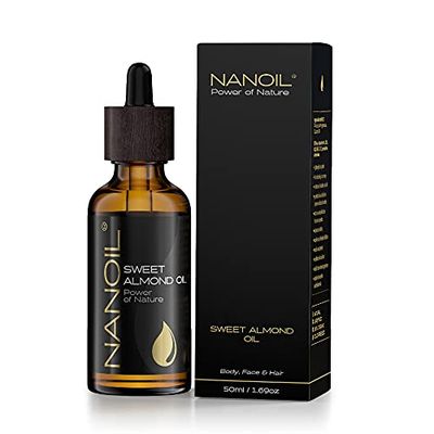 Nanoil Almond Oil 50ml - Organic, cold-pressed and unrefined almond oil for face, body and hair care. UV protection, revitalization and lifting effect