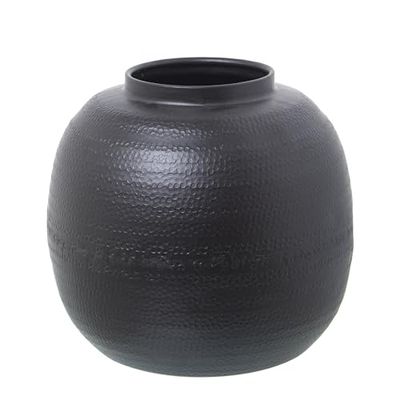 JARRÓN ALUMINIO TALLADO NEGRO_°25X23CM