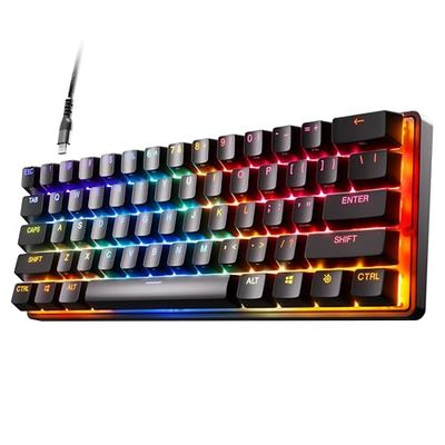 SteelSeries Apex Pro Mini HyperMagnetic-gamingtoetsenbord – 's Werelds snelste toetsenbord – Aanpasbare activering – Compact 60%-ontwerp – RGB – PBT-keycaps – USB-C – Amerikaanse QWERTY-indeling