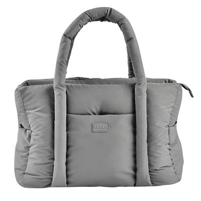 BÉABA, Bebe skötväska, ultrapraktisk, 10 inner- och ytterfickor, integrerat barnvagnsfäste, avtagbar skötmatta, isolerad ficka, Paris Puffy-väska, isbrun