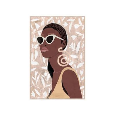 Romimex Tableau marron sur toile en bois MDF pour femme 62 x 92 x 4 cm
