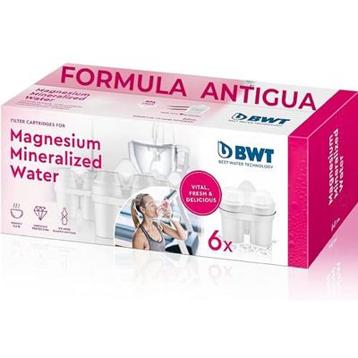 BWT - 814336-A - Cartucho de filtro Magnesium Mineralized Water - Cartuchos para filtros de agua de mesa PENGUIN, SLIM y VIDA - Juego de 6 piezas, blanco