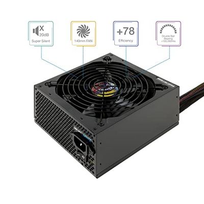 Fuente de alimentación 750W, 80 Plus Bronze, protección contra sobrecargas, silenciosa; Ideal para PC de Alto Rendimiento y Gaming.