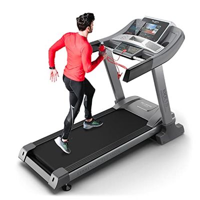 Bluefin Fitness Kick 5.0 Tapis Roulant Pieghevole | 20.8 km/h + 5.0 CV + 20 Livelli di Inclinazione | Attrezzi da Palestra in Casa | Alta Velocità | Schermo LCD | Sensori Battito Cardiaco | Bluetooth