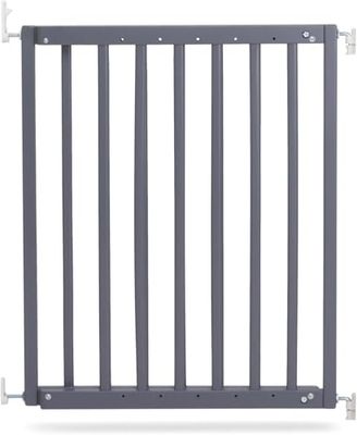 Safetots Barreira de escada de madeira maciça com fixação por parafusos, cinzento, 63,5 cm - 105,5 cm, porta de bebé de madeira, barreira de segurança de ajuste de parafuso