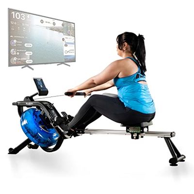 Máquina de Remo Hidráulica Metálica Blade Aqua M-1 de Bluefin Fitness/Experiencia Realista/Tecnología Hidráulica/Estructura de Aluminio Resistente/Ejercicio de Alta Intensidad/App Kinomap