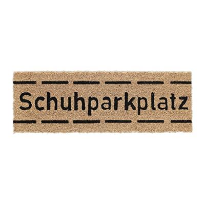 Relaxdays Schuhparkplatz Print Welcome Doormat Rubber, 75 x 25 cm, Door Mat Inside & Outside, Non-Slip, Coir/Black, Coco