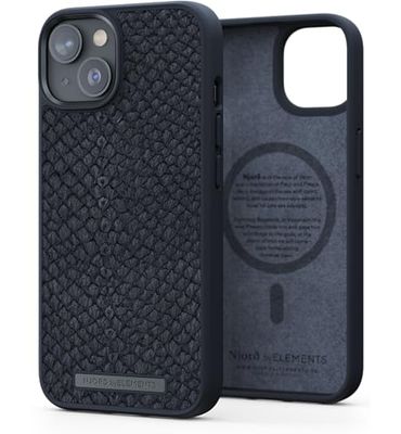 NJORD COQUE MAGSAFE CUIR DE SAUMON IPHONE 14 PLUS NOIR