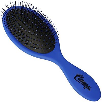 Clauss Wash & Brush Spazzola per capelli lunghi Paddle Brush con cuscino d'aria e setole flessibili in nylon opaco, blu/nero, 70 g