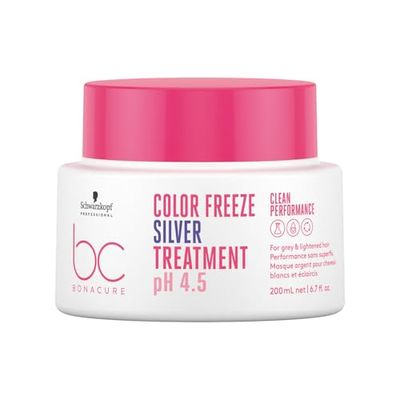 Schwarzkopf Professional Bonacure Color Freeze Silver Treatment Creamy Hair Mask Color Treated Hair Neutralises Warm Undertones Less Hair Breakage Vegan Care Complex pH 4.5 200 ml