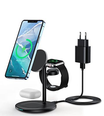 Chargeur sans Fil 3 en 1 - Compatible avec Le Chargeur Mag Safe pour iWatch Ultra 2/1/Series 9/8,AirPods Pro/3/2 pour iPhone 15/14/13/Pro Max/14 Plus