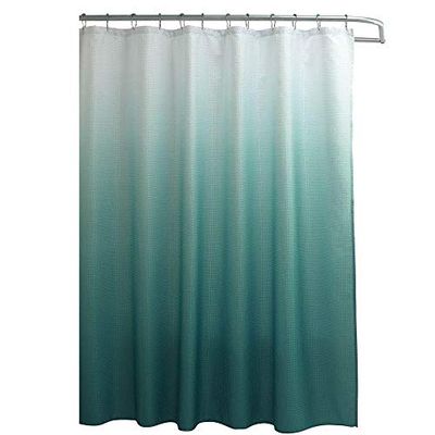 Creative Home Ideas - Textured Fabric Shower Curtain Set, Includes 12 Easy Glide Metal Rings, Modern Bathroom DΓ©cor, Machine Washable, Measures 70" x 72", Marine Blue Ombre