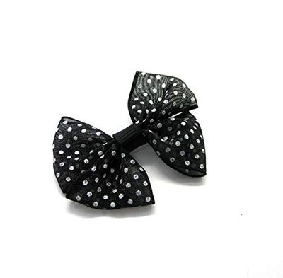 1 Fiocco in organza nero applique tessuto decorazione fiocchetto già pronto applicazione