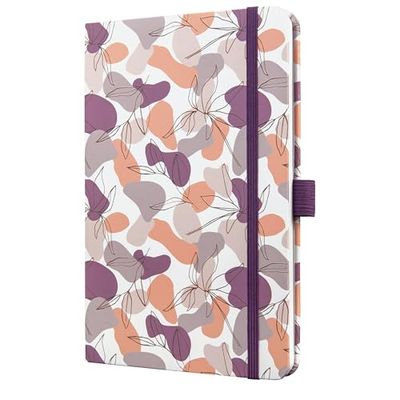 SIGEL J5359 Jolie Agenda semanal 2025, diseño Summer Linear Leaves, 13,5 x 20,3 cm, tapa dura, 174 páginas, violett, rosa, blanco