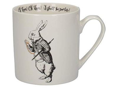 V&A Alice no País das Maravilhas - Conjunto de caneca em caixa de presente, porcelana, ouro branco e preto, 350 ml