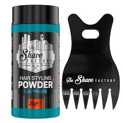The Shave factory Hair Styling Powder - Mattifying and Volumizing Powder, with comb types suitable for all areas of use, hair comb and powder wax (Comb 042 & Sapphire Styling Powder 20gr)