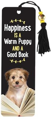 Happiness is a Warm Puppy and a Good Book Beaded Bookmark