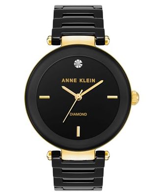 ANNE KLEIN Relógio de vestir AK/N1464RGWT, Preto/Dourado, pulseira