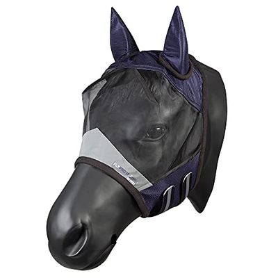 PFIFF 102943 Masque Anti-Mouches avec Protection UV pour Cheval Bleu foncé