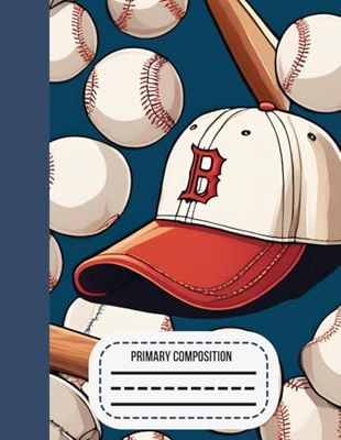 Vintage baseball Primary Composition: Baseball Primary Composition Notebook: Fun Handwriting Practice | Blue Ink with Red Margin Lines Paper for Writing |120 sheets | 8.5 x 11 inches