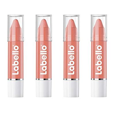 LABELLO Crayon Lipstick Nude Matitone Labbra Idratante in Confezione da 4, Balsamo Labbra con Formula Arricchita di Oli Naturali, Idratante Labbra Nutriente Color Nude