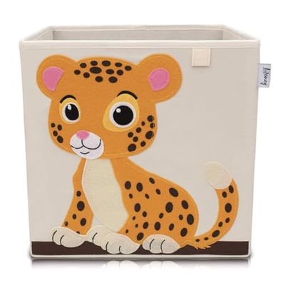 Lifeney 833074 Boîte de rangement tigre, Coffre à jouet, Feutre, Polyester, Coloré, 33 x 33 x 33 cm