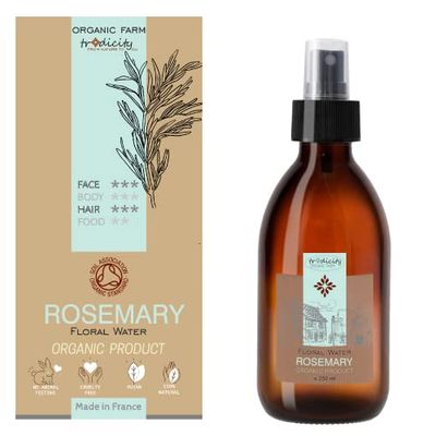tradicity ORGANIC FARM - Acqua Floreale Rosmarino Biologica 250ml | Tonico Naturale per Capelli e Corpo | Anti-Invecchiamento e Rigenerante | Base per Cosmetici Fai da Te, 250 ml