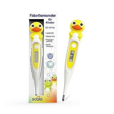 Scala Sc 44 Duck Flex Speed 10 Sec. Termómetro Digital Fiebre Corporal Niños Adultos Medición Oral Rectal Axilar Preciso Rápido Seguro, Verde, Unisex, jaune
