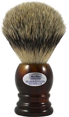 Hans Baier Exclusive - Pennello da barba in vero argento con setole di tasso - manico marrone avana misura 1, 51 g