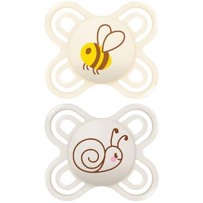MAM | Sucette Perfect Naissance 0-2 mois (2 pièces) coloris aléatoire – Tétine pour nouveau-né en silicone extra fine et souple – Tétine bébé idéale pour un bon développement bucco-dentaire