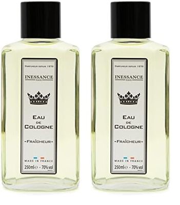 Inessance Paris - Eau de Cologne Naturelle pour Femmes et Hommes Fraîcheur Inessance Paris - Fragrance Sobre et Facile à Porter - Fabriqué en France - 250ml (Lot de 2)