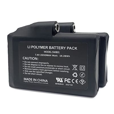 KRASER KRB01, Pack 2 Ricaricabili per Guanti riscaldati Abbigliamento Calze elettriche, Batteria di Ricambio, connettore Femmina, polimero agli ioni di Litio da 7,4 Volt 2200 mAh Unisex-Adult, Nero