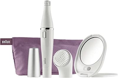 Braun Face 830 Premium Edition Epilator voor gezicht en gezichtsreinigingsborstel met spiegel en tas