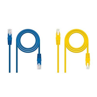 NANOCABLE 10.20.0400-BL Cable de red Ethernet RJ45 Cat.6 UTP AWG24, 100% cobre, Azul, latiguillo de 0.5mts + 10.20.0400-Y Cable de red Ethernet RJ45 Cat.6 UTP AWG24, 100% cobre