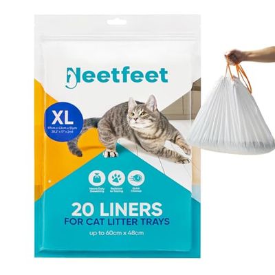 20 fodere per lettiera per gatti extra large con coulisse, 97 x 43 cm, resistenti ai graffi e alle perdite, sacchetti in plastica resistente, per lettiera per gatti di grandi dimensioni, spessore 2 mm