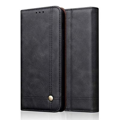 Carcasa de telefono Estilo Casual Retro Crazy Horse Texture Horizontal Flip Funda de Cuero for Galaxy A70, con Ranuras for Tarjetas y Soporte y Billetera (Negro) (Color : Negro)