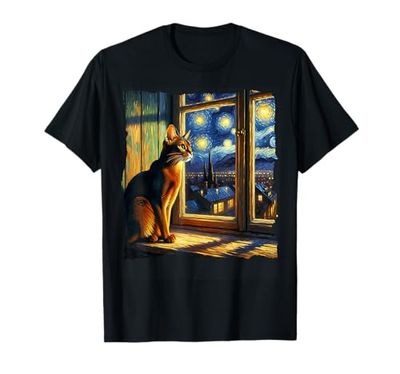 Cat Abyssinian Cat Starry Night Abyssinian T-Shirt