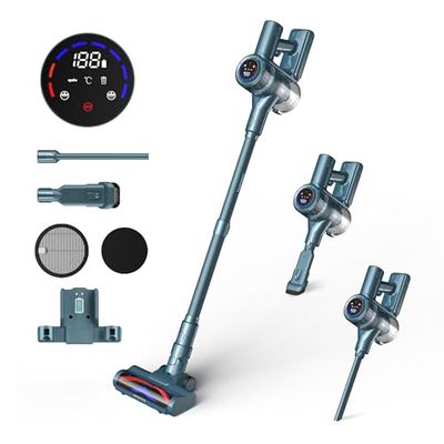 HAIMEEC Aspirateur Balai sans Fil Anti Acarien, 120,000 TR/Min, Max 50 Minutes Runtime, Filtre HEPA, Aspirateur avec Écran Intelligent Cordless Vacuum Cleaner