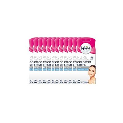 Veet Pure Cold Wax Strips Face 20S x 12