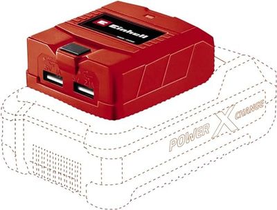 Einhell Power X-Change Cordless USB Charger - Power Bank Adaptor With 2 x USB Ports For Charging Mobile Phones, Tablets or Mp3 - TE-CP 18 Li Solo PXC Battery Adaptor (Battery Not Included)